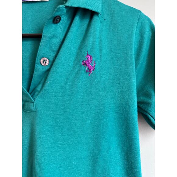 Vintage SKIVA Green Polo T Shirt Kids Small - Picture 3 of 5